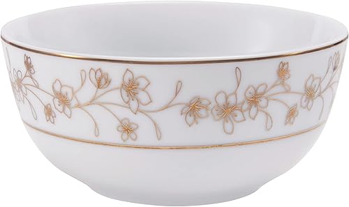 Miniatura 8 de Mikasa Juego de vajilla floral de 32 piezas, color dorado metálico, servicio para 8, color blanco