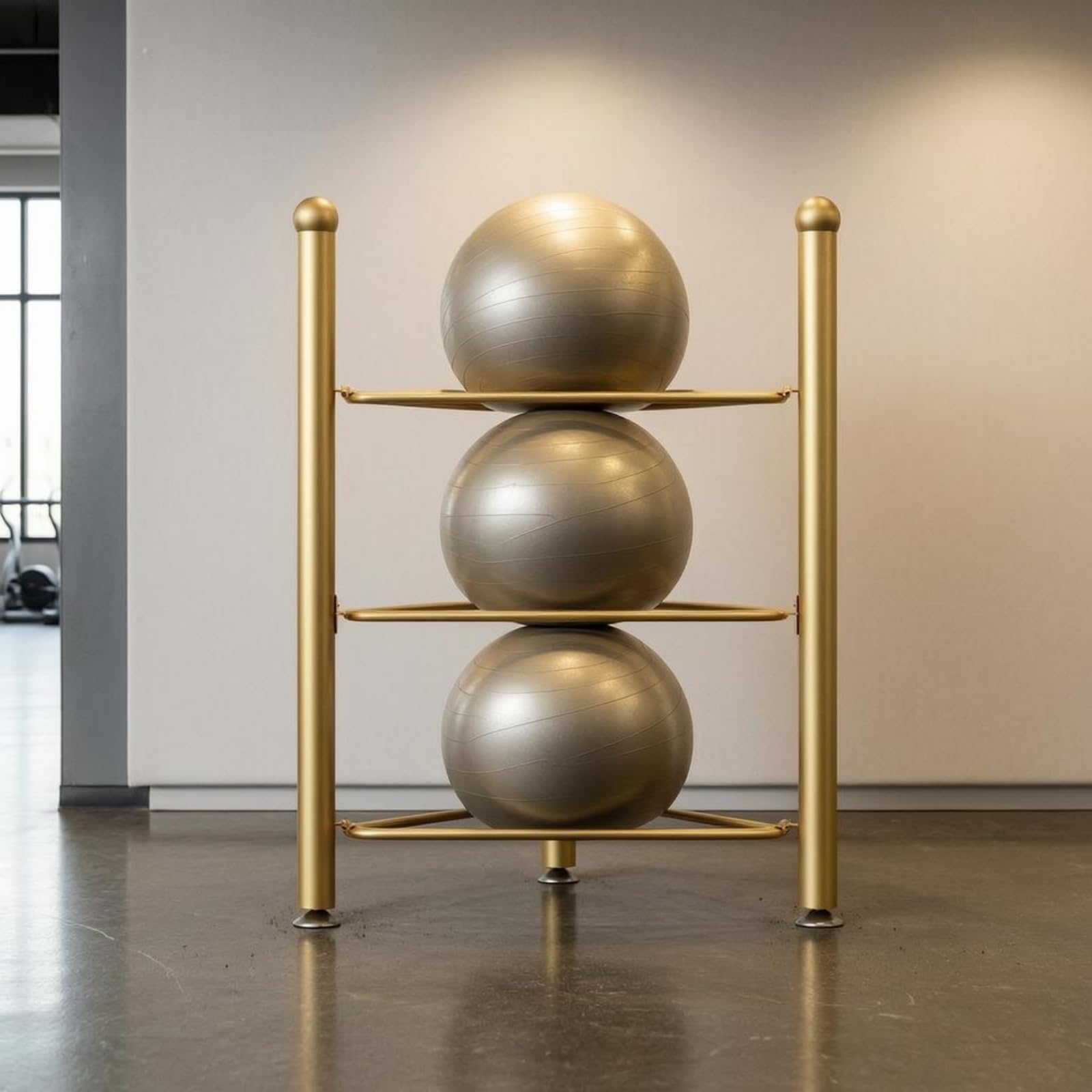 Organizador Pelotas 3 Niveles Base Estable Estante Triple Niveles Ahorra Soporte Vertical Fitness, Blanco