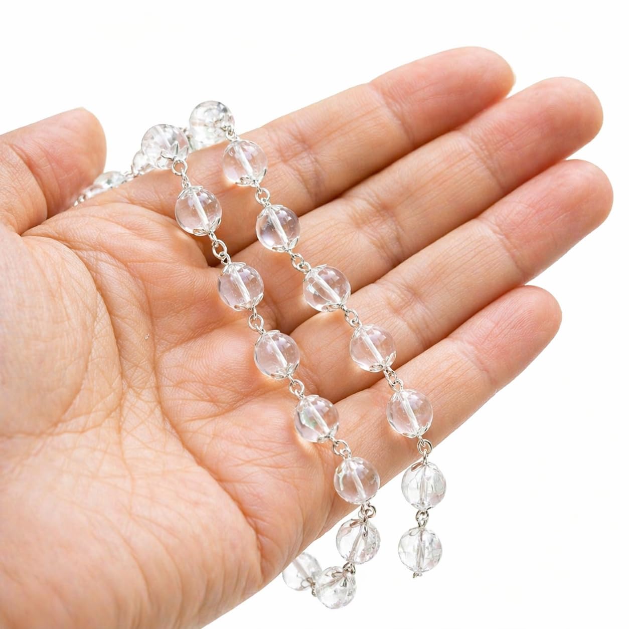 Original & Natural Sphatik Mala with Silver Cap 8mm 54+1 Bead | Tested by ISO Certified Lab | Clear Quartz Crystal Jap Mala for Meditation, Pooja, Chakra Healing & Positive Energy-image-6