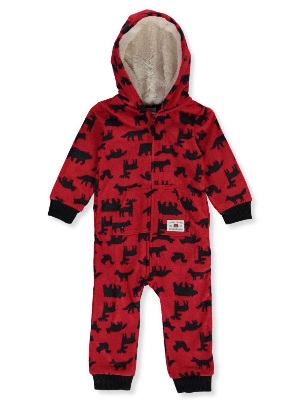 Carter's Baby Boys' Cute Troop Hooded Pram Suit - red/Black, 9 Months