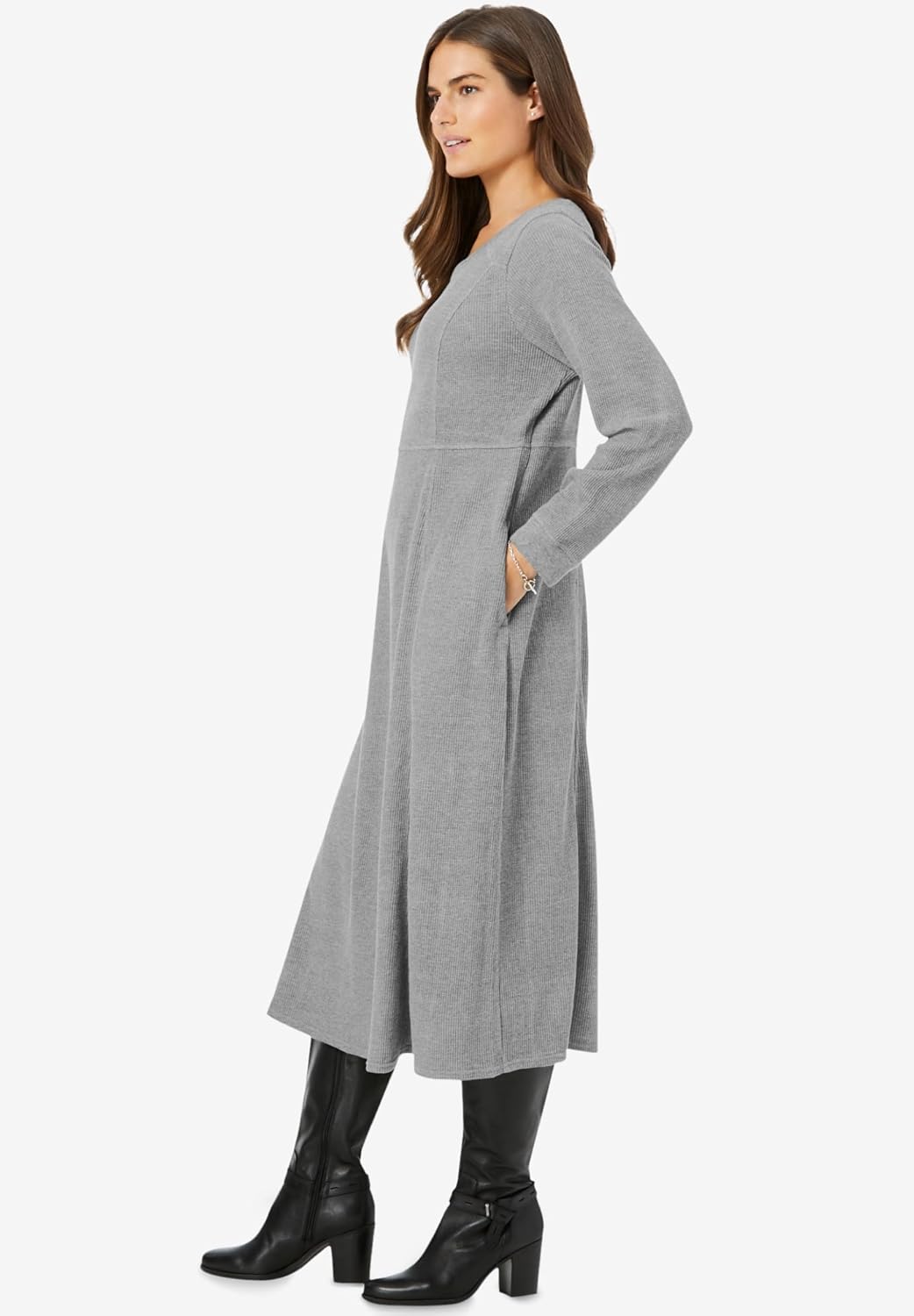 Woman Within Plus Size Thermal Knit A-Line Dress - Image 3