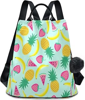 Women Pineapple Backpack Purse Waterproof Anti-theft Casual Shoulder Bag Fashion Ladies Satchel Bags（350）, Pineapple, 13.4 X 5.9 X 15 inch