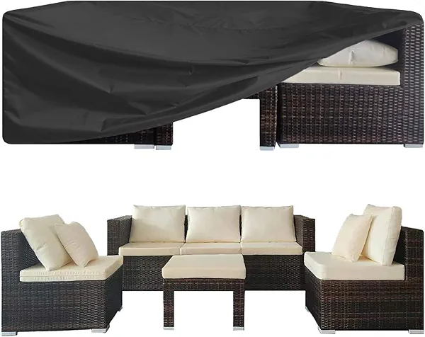 Garden Balsam Waterproof Rectangular Patio Table and Chair Cover Black 78" L X 62" D X 28" H Outdoor General Purpose Furniture Covers Patio Furniture Set Cover