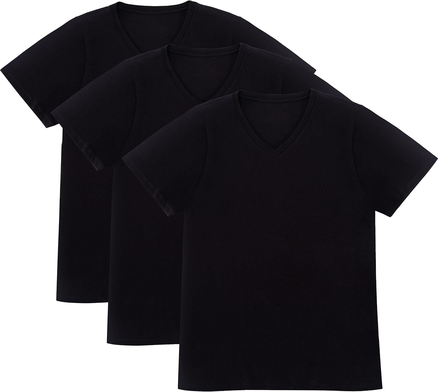 Vanever Men's 3‑Pack V‑Neck Undershirts, Cotton Breathable Short‑Sleeve Tee