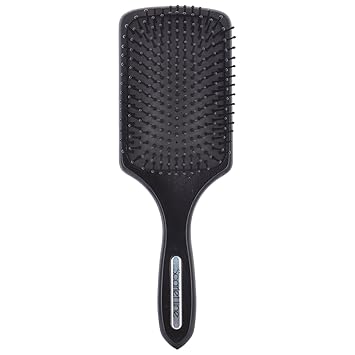 Scarlet Line Professional Matte Finish Large Paddle Hair Styling Salon Brush with Back Side Crystal Mirror n Wooden Handle for Men n Women_Black
