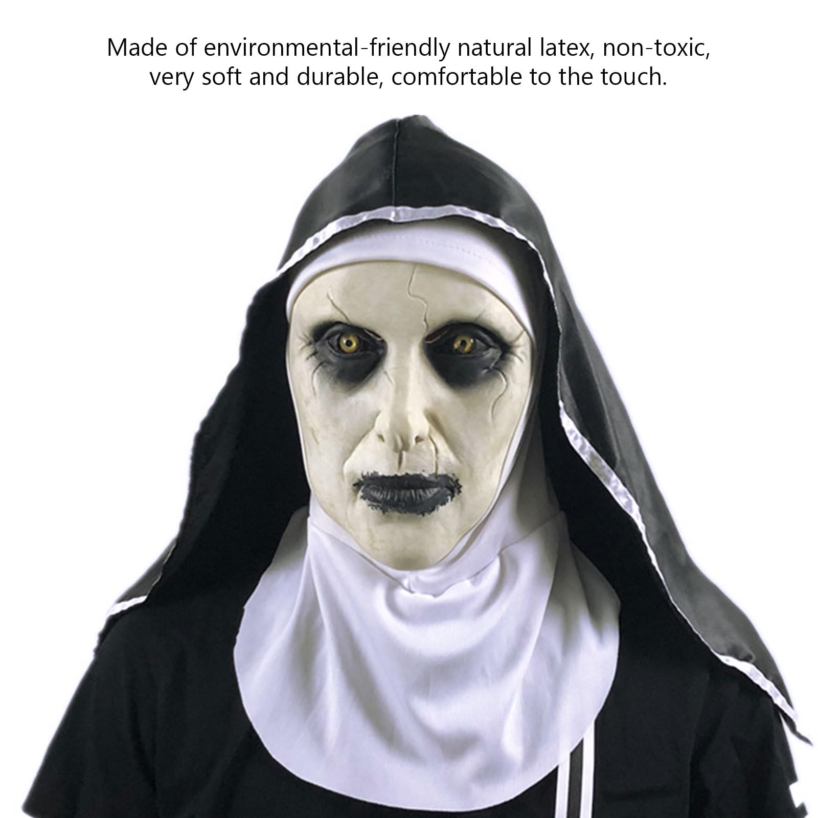 GWAWG Halloween Nun Full Head Latex Mask Ghostface Nun Mask Full Head Scary Halloween Costume For Scary Party Cosplay Unisex Adults - Image 4