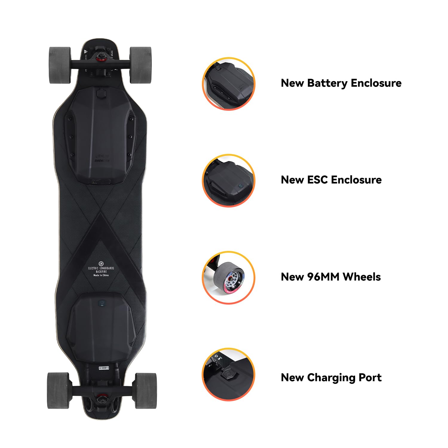 BAOKFIRE 電動スケートボード G2 Backfire G2 Black Electric Longboard Skateboard with Protective