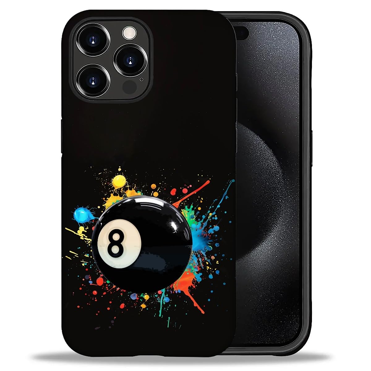 Bvkilrvc Compatible with iPhone 16 Pro Max Case, Watercolor Ink Billiards Pattern Print Matte Phone Case Funny Liquid Silicone Case Impact Resistant