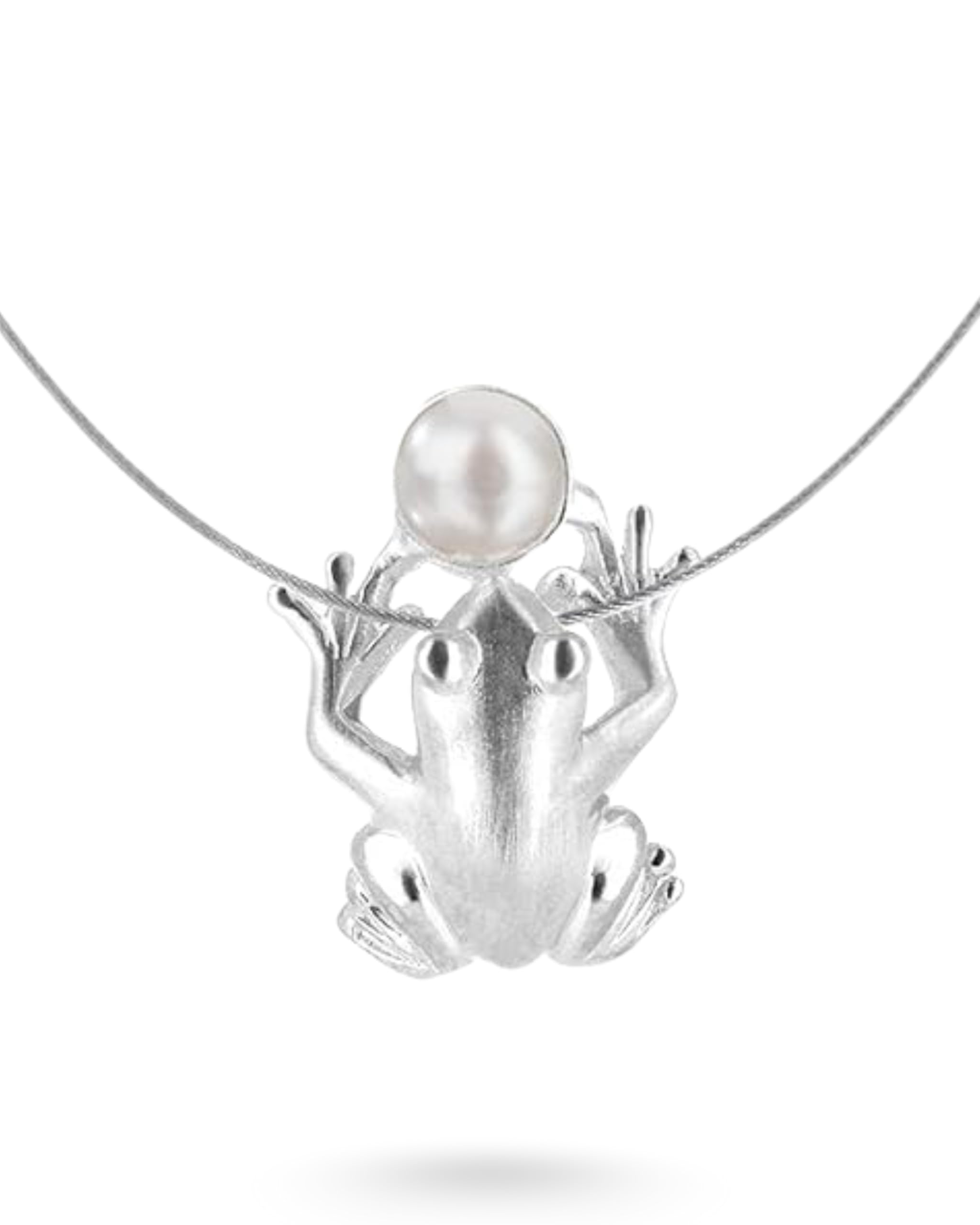 Drachenfels Froschkönig Anhänger I Kettenanhänger aus 925 Sterling Silber I Nickelfreier Silber-Anhänger mit Süßwasserperle I In Goldschmiedequalität gefertigt I D FR 64/AG