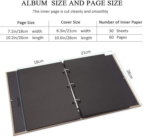 Miniatura 2 de AIOR - Álbum de fotos, álbum de recortes recargable de lino, libro de recortes personalizado con páginas negras, libro de recuerdos familiares,