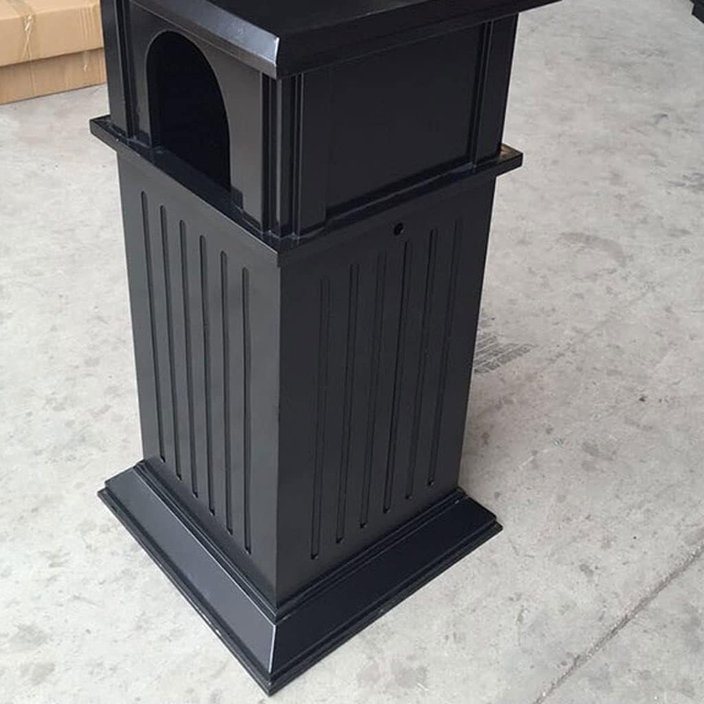 Papelera Antigua de Metal Negro con Base Reforzada, Cubo de Basura Exterior de Gran Capacidad, fácil de Limpiar.