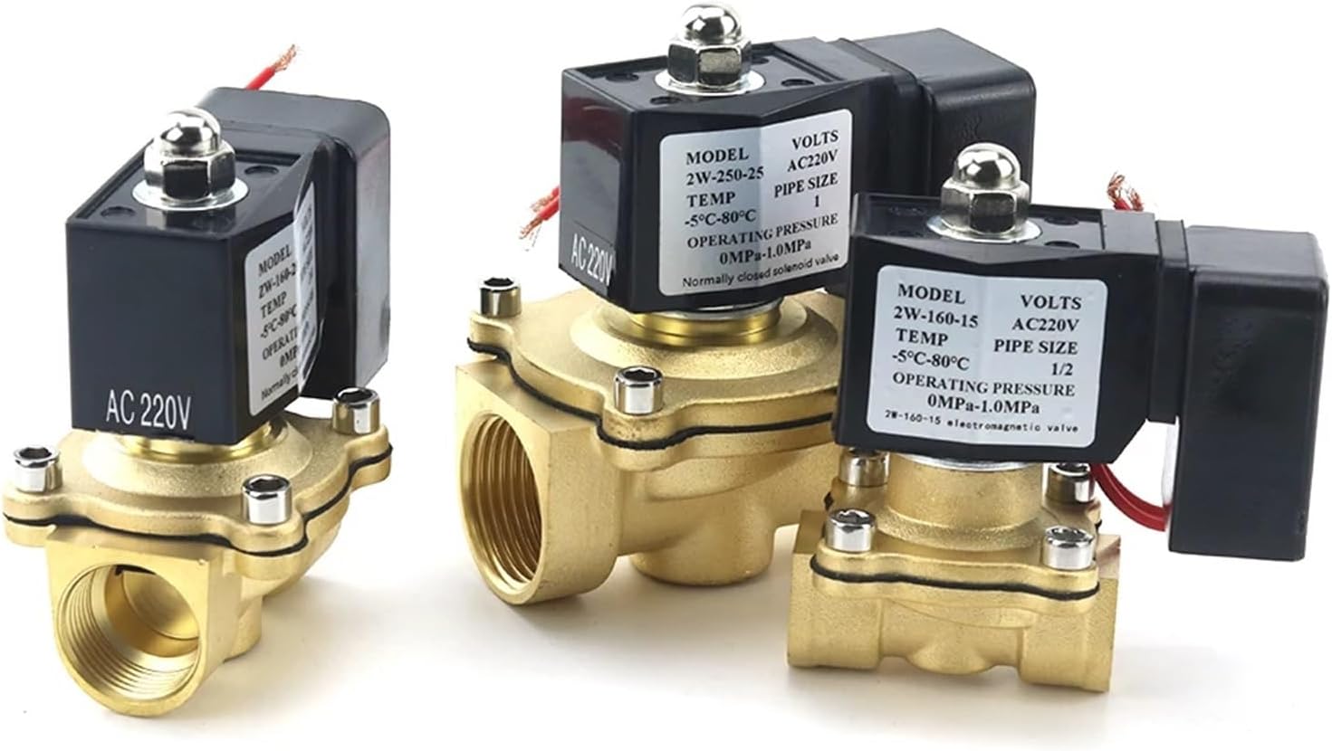 DN15 DN20 DN25 1/2" Normally Close Brass Electric Solenoid Valve With Energy Saving Coil DC24V DC12V AC220 For Air Water Oil(DN15,DC24V)