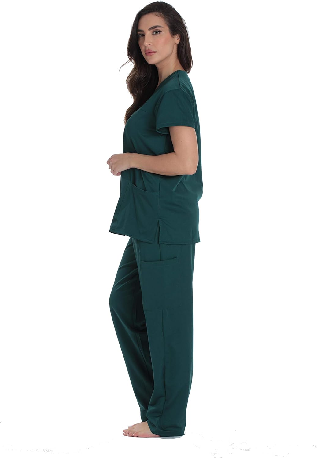 Just Love Solid Stretch Scrub Set for Women Stretchy Mock Wrap Top and Cargo Pants: Clothing, Shoes & Jewelry