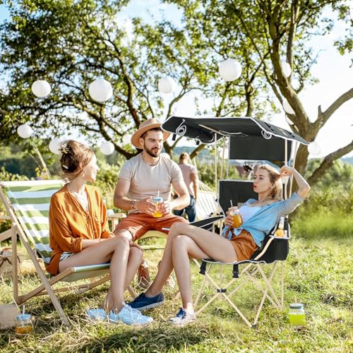 Nice C Chair with Canopy, Umbrella Chairs, Chair with Shades, Sports Chairs, w/Removable Footrest, Cooler Bag, Cup Holder for Camping, Fishing, Sports, Beach (2-P Green) by Nice C - Image 4