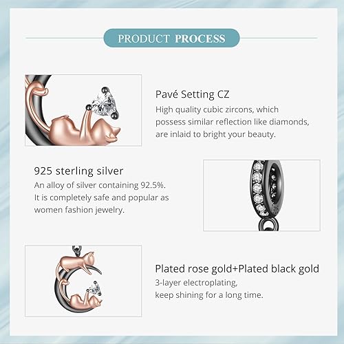 Miniatura 4 de NINGAN Dije de plata de ley 925 con diseño de animales, diseño de perro, huella de pata, gato, libélula, conejo Koi, compatible con collar de