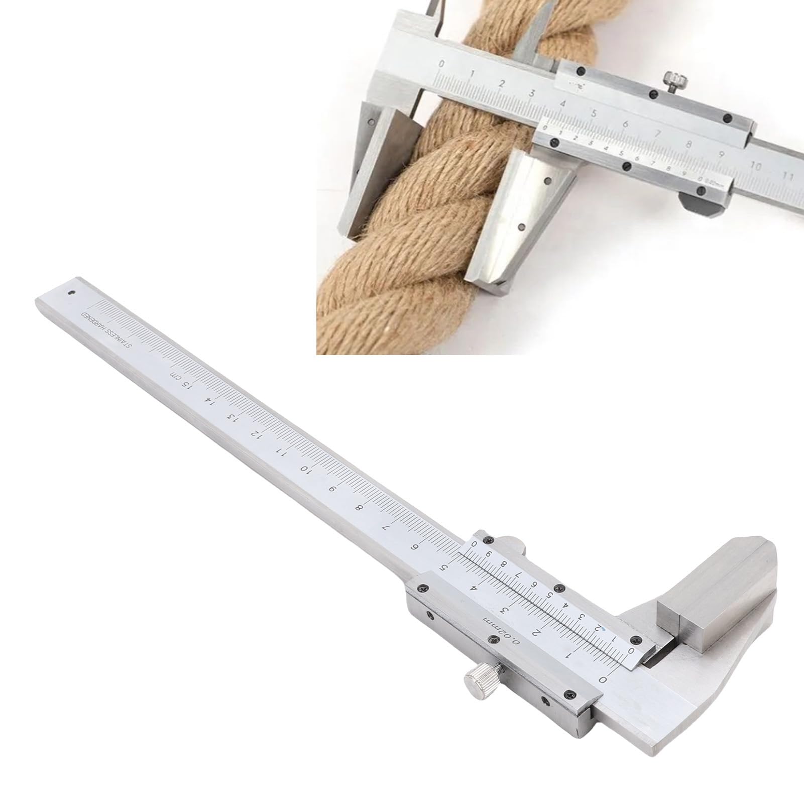 Focket Messschieber, Edelstahl 0–150 Mm, 0,03 Mm Genauigkeit, Messwerkzeug, Industrie-Messschieber mit Gehärteten Bodenmessflächen für Stahldrahtseile, Weiche Materialien, Gummi