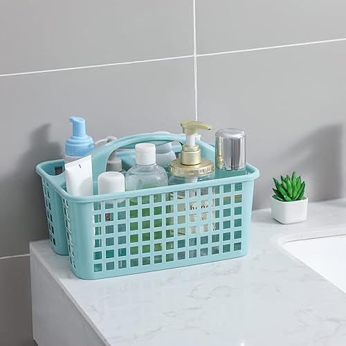 Miniatura 47 de JiatuA Cesta de ducha portátil con compartimentos, organizador de suministros de limpieza con asa, almacenamiento de plástico, contenedor de Negro