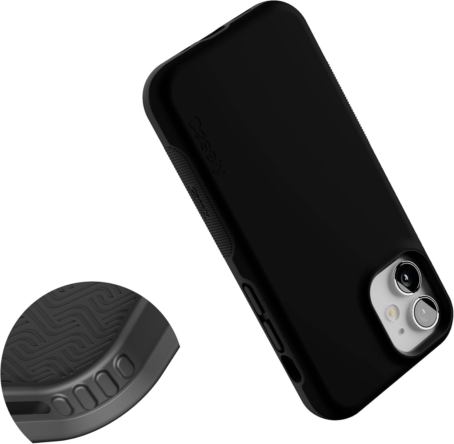 Casely iPhone 12 Mini Case | Black on Black | Bold Protective Design | Compatible with MagSafe
