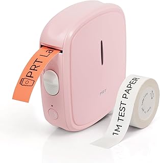 PRT Label Makers Machine with Tape Built-in Cutter Portable Bluetooth Handheld Sticker Printer for Home Office Organization iOS Android Mini Inkless Labeler USB Rechargeable- Pink