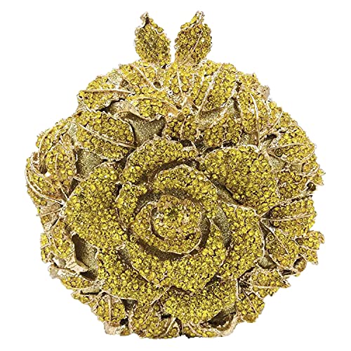 Image of Boutique De FGG Mini Round Flower Crystal Clutch Purses for Women,Formal Evening Bags,Rose Wedding Clutch Bag Party Handbags