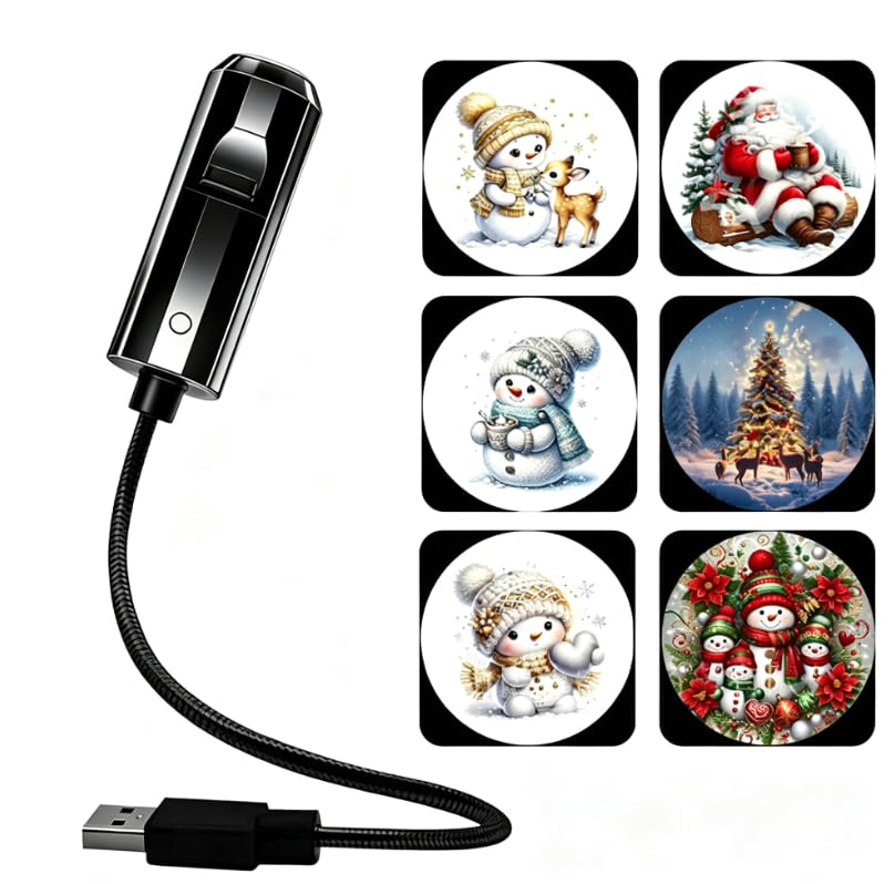 Christmas Projector Indoor, Plug and Play HD Christmas Projector，C-6Pcs