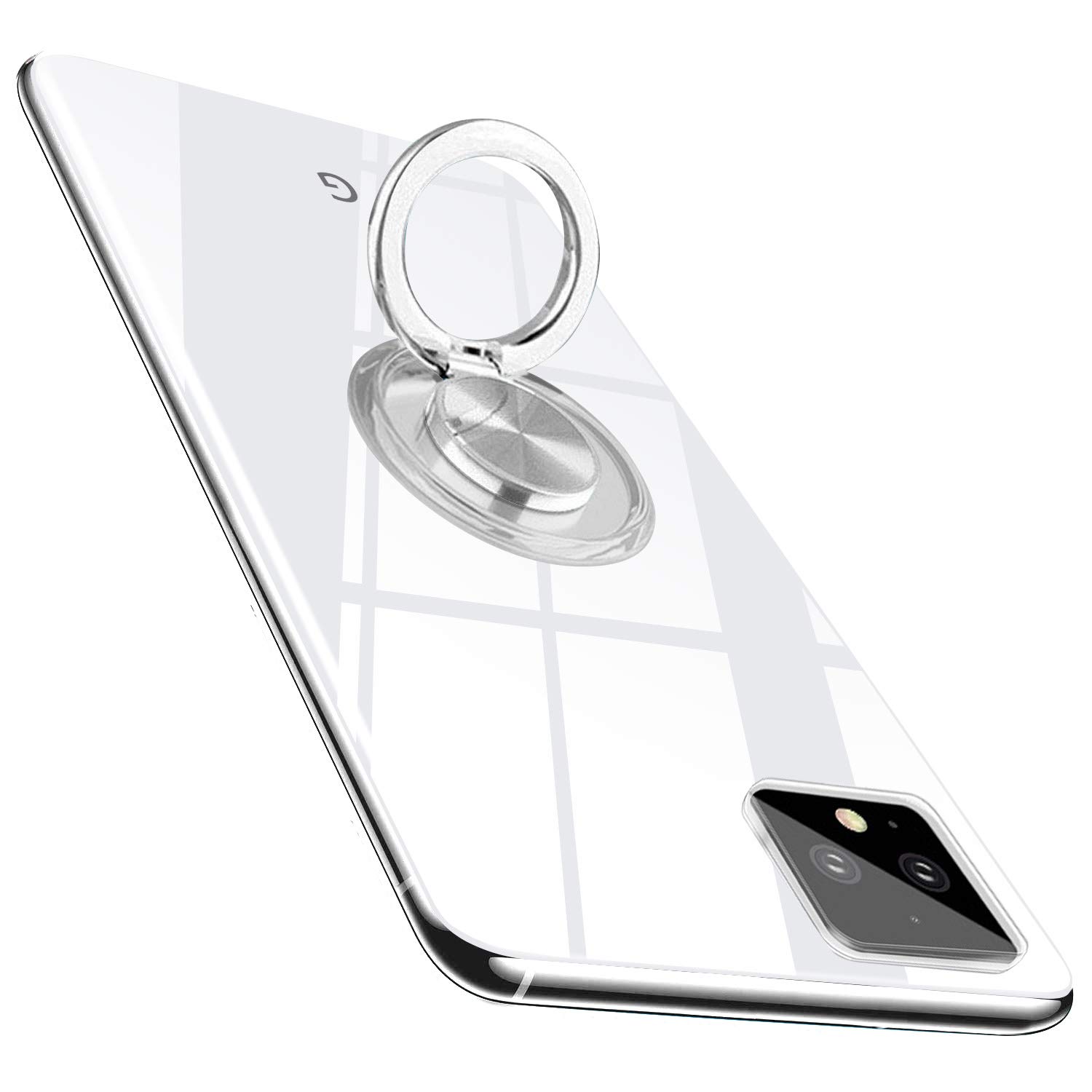 ZHIYIWU Clear Case for Google Pixel 3A/3XL/4/4XL Transparent Soft Silicone  TPU Shockproof Slim Protective Cover Ring Holder Kickstand with Magnetic