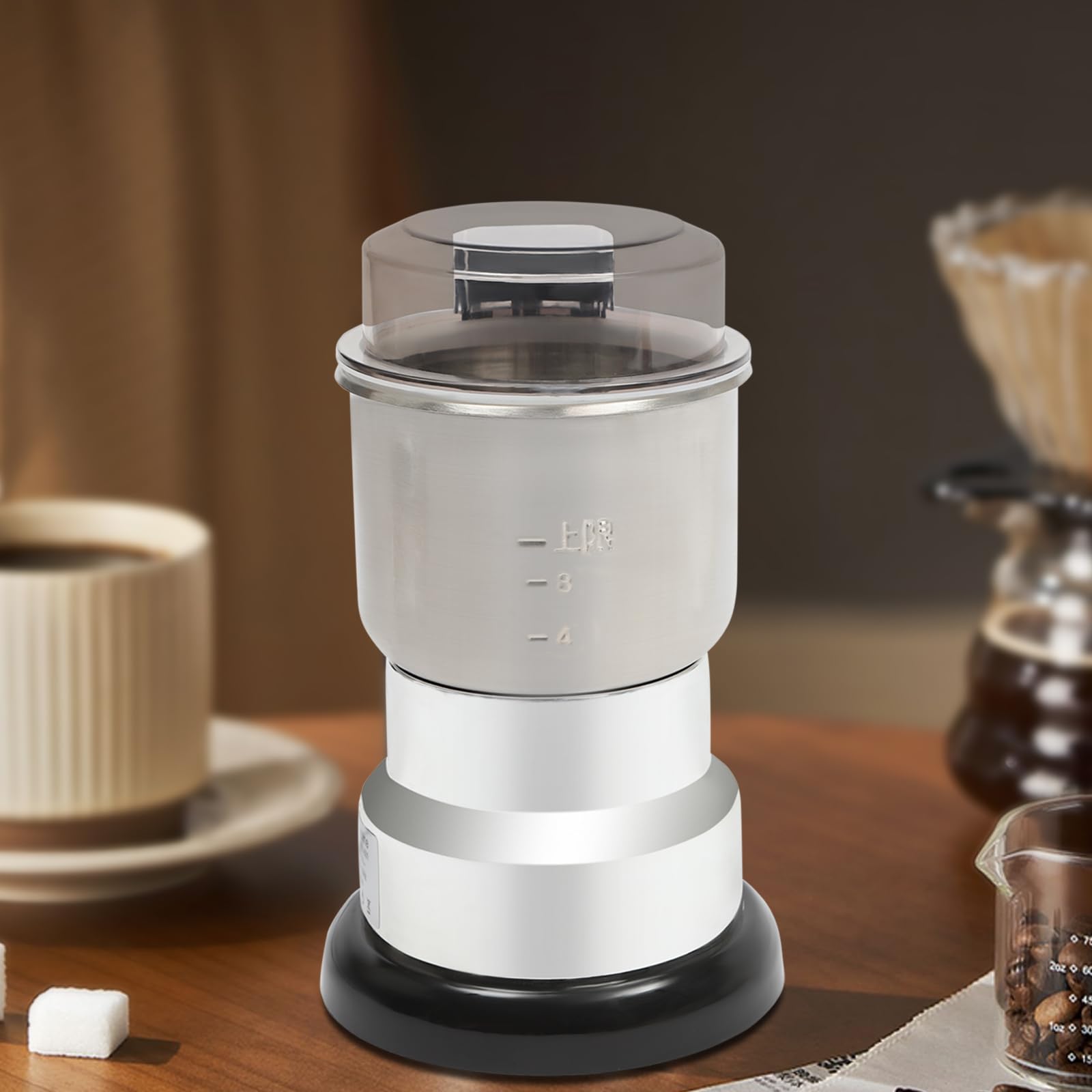 Grano Elettrico Mulino Multifunzionale 300W Alta Velocità Macinaspezie Macinacaffè Ultra Fine 500ml Capacità Acciaio Inox Polvere Macchina Coperchio Trasparente Per Materiali Secchi