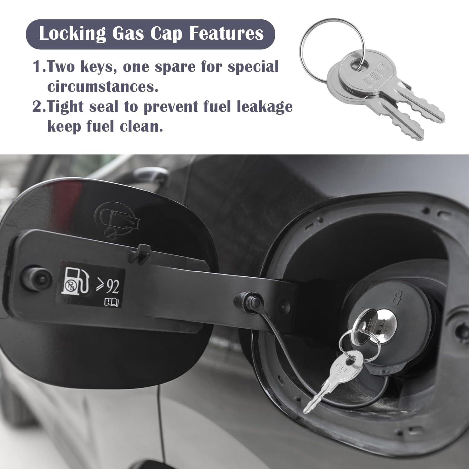 Auxito Locking Fuel Cap With 2 Keys – Fits F150, Escape, Focus, Explorer