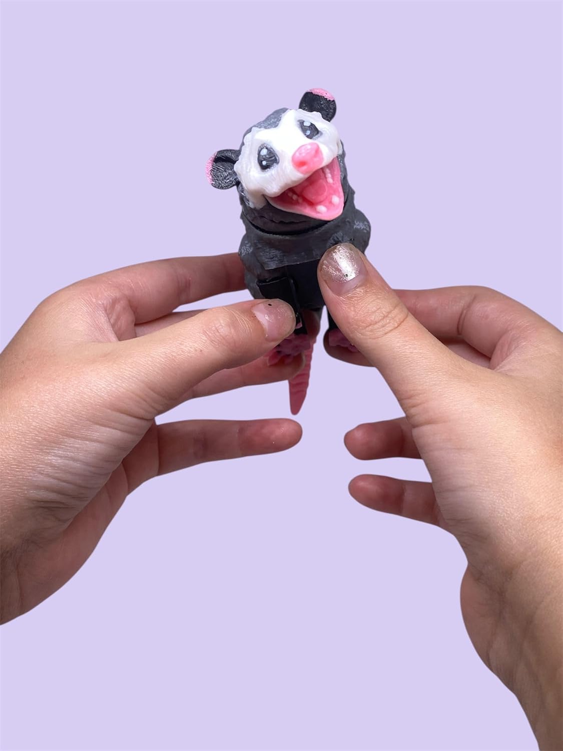 Articulated 7 INCH Opossum Figurine – Possum Grey Articulated Animal Marsupial Figure for Stress Relief, Focus, Anxiety, ADHD – Collectible Sensory Tool for Teens and Adults – 3D Printed in US