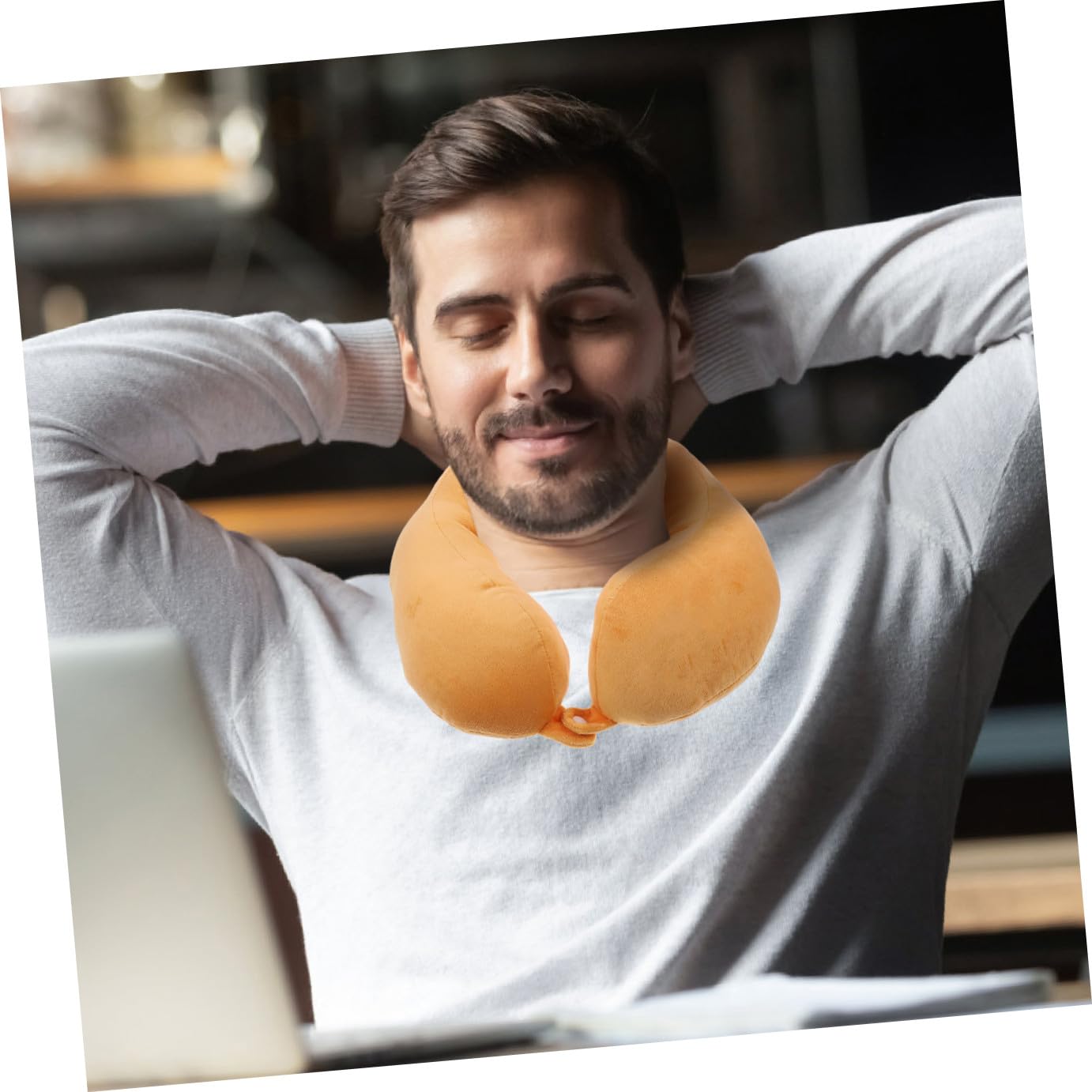 Almohada en Forma Portátil para Viaje y Siesta, Amarilla