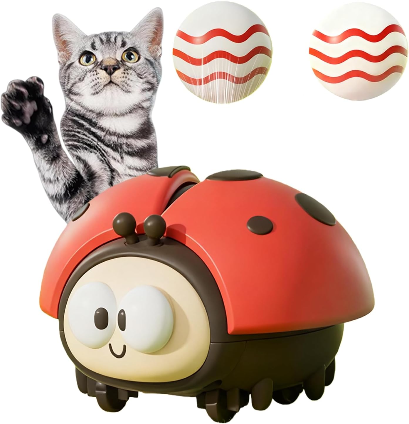 Interaktives Katzenspielzeug mit Ball, zum Aufhängen, Marienkäfer, Katzenball, Spielzeug, elektrisch, lustiges Spielzeug für Katzen, beweglicher Spielball für Katzen und Hunde im Innenbereich