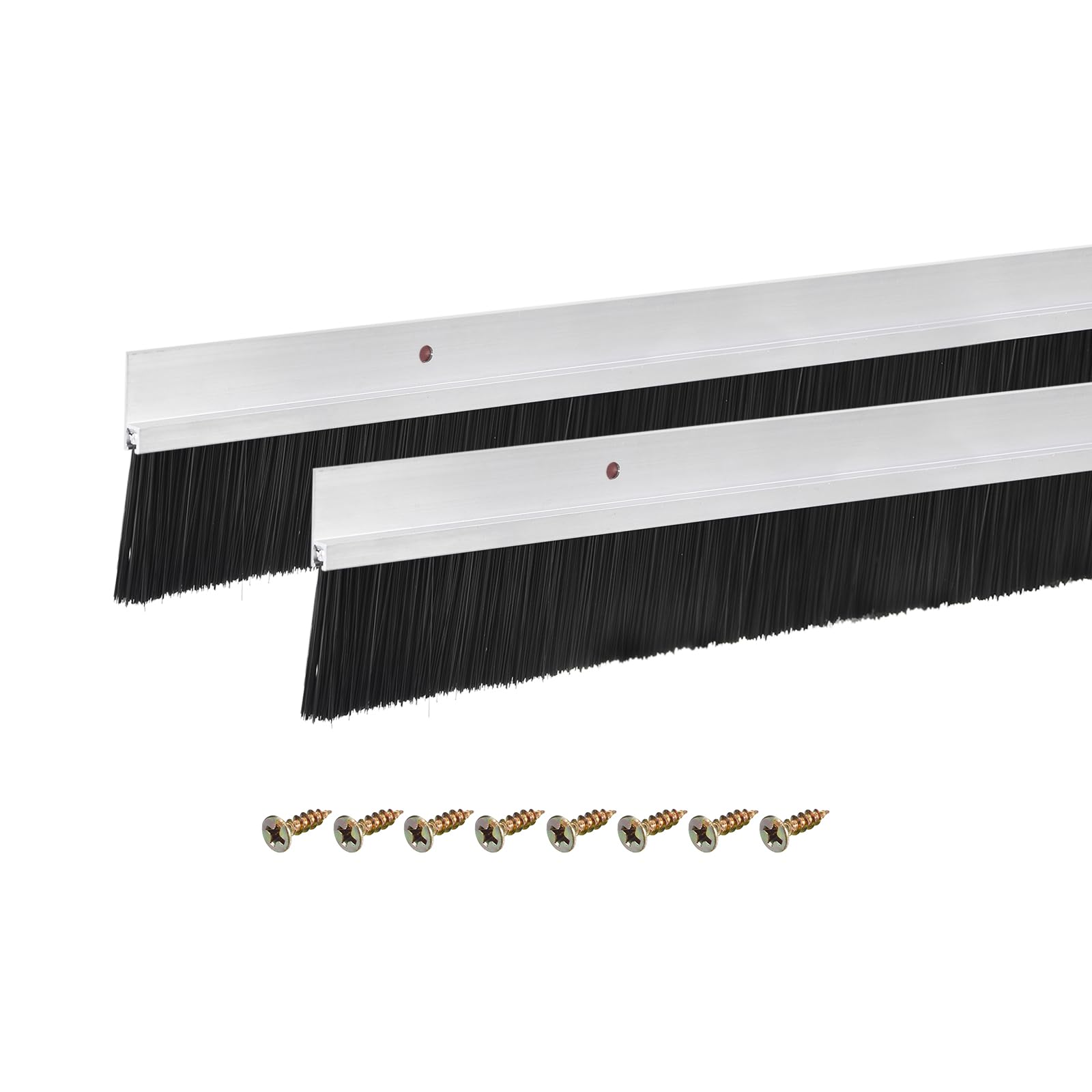 sourcing map 2Pcs Brosse de Bas de Porte en Forme de H 1200mm L Argent