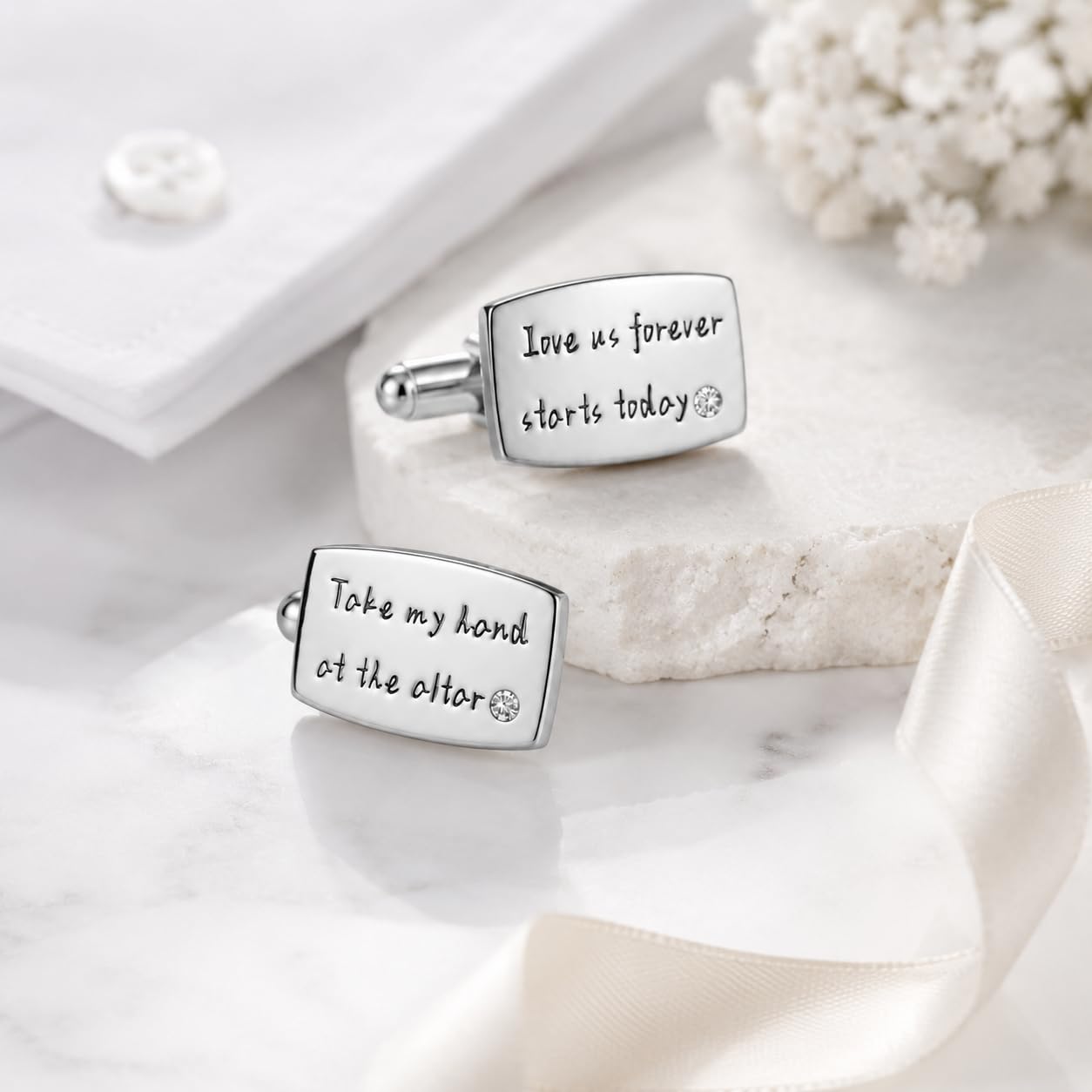 Gemelos de boda S925 para boda y día del padre, regalo para hombre