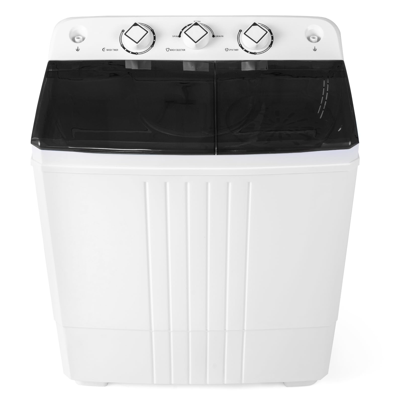 COSTWAY Twin Tub Washing Machine, 8KG Total Capacity Portable Laundry Washer Spin Dryer with Timing Function & Drain Pump for Apartment Dorms Camping (Black+White, 5kg Washer+3kg Dryer)