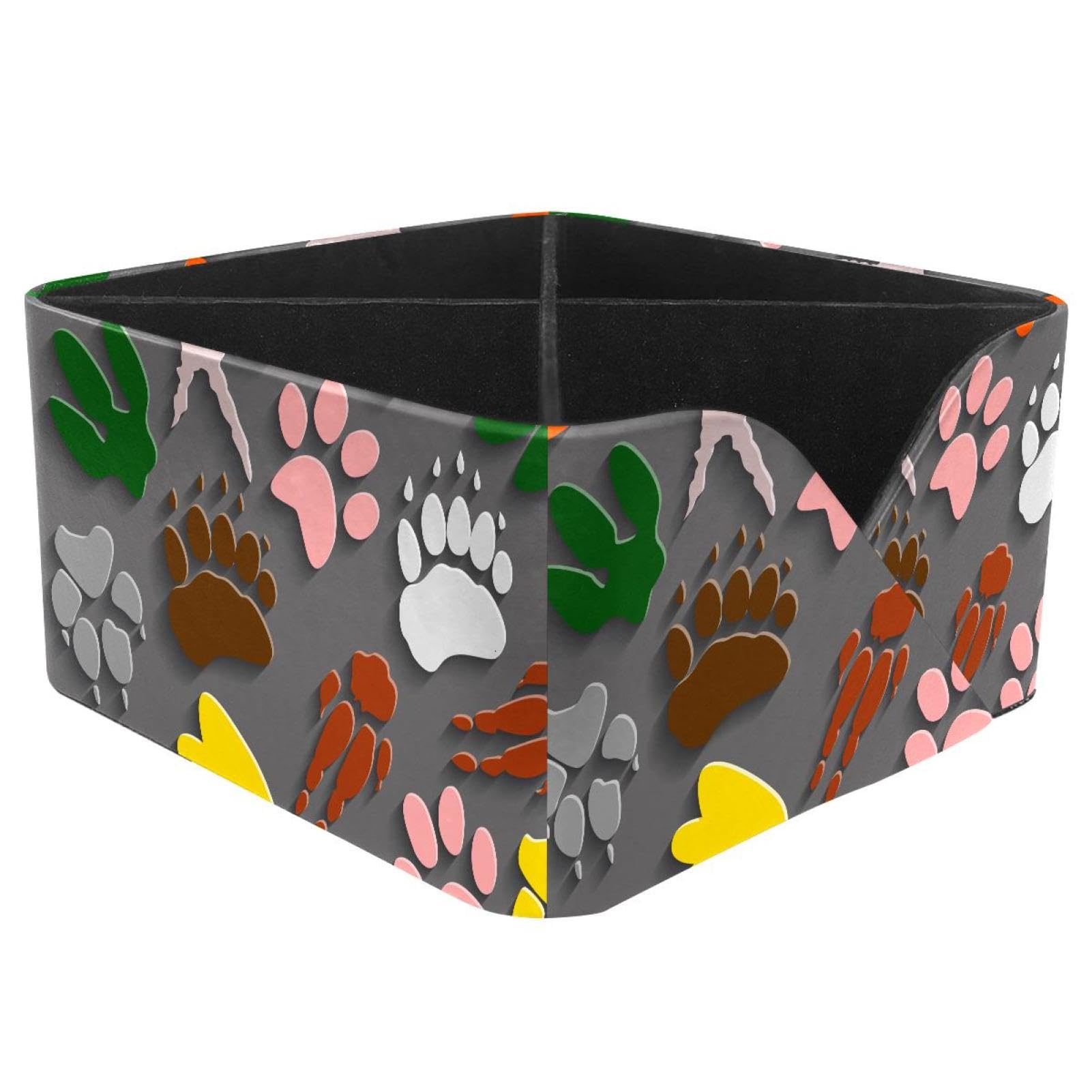 KengjuTesu Dinosaur Footprints Desktop Organizer Pen Holder, Rectangular Pencil Cup for Office, Study and Makeup Stations