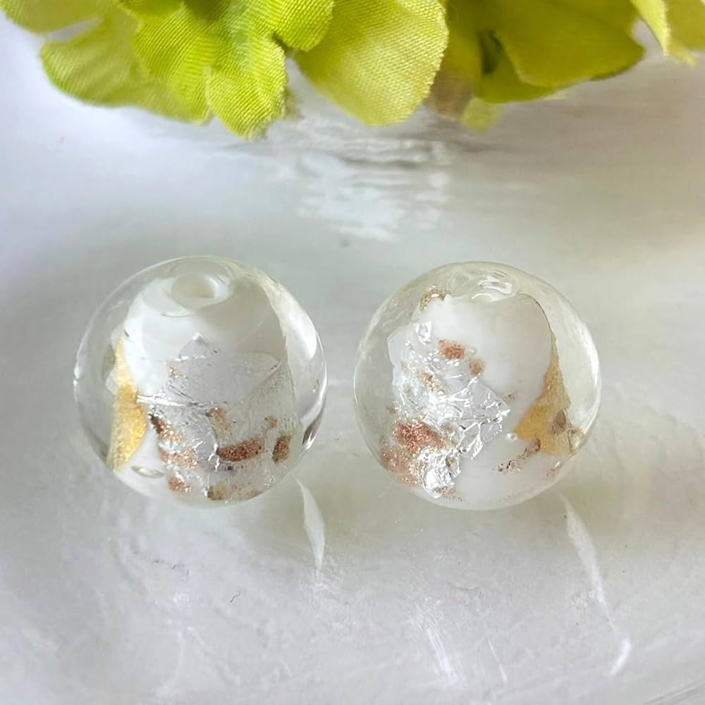 トンボ玉 Amazon.co.jp: [とんぼ玉 R2M] ガラスビーズ 16mm 金箔 銀箔