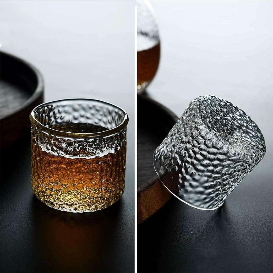 Crystal Glass Giapponese Set con Vassoio, Vino in Vetro Tazza di Sake Sake, Decanter Whisky Trasparente Set per Feste Domestiche E Grandi Regali, 4 Tazze di Sacca B
