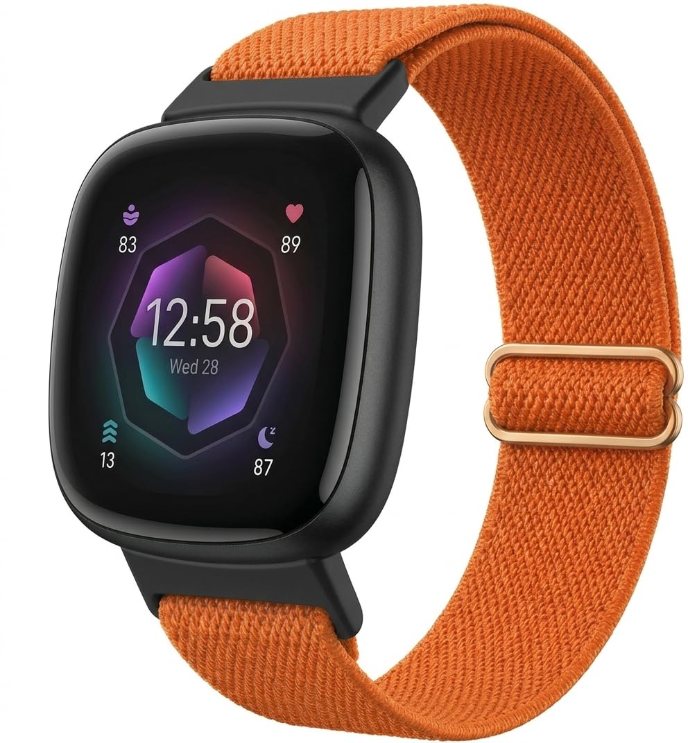 Nylon Replacement Watch Band Compatible with Fitbit Versa 4, Versa 3, Sense 2, Sense 1, Adjustable Breathable Sport Strap for Men Women-image-12