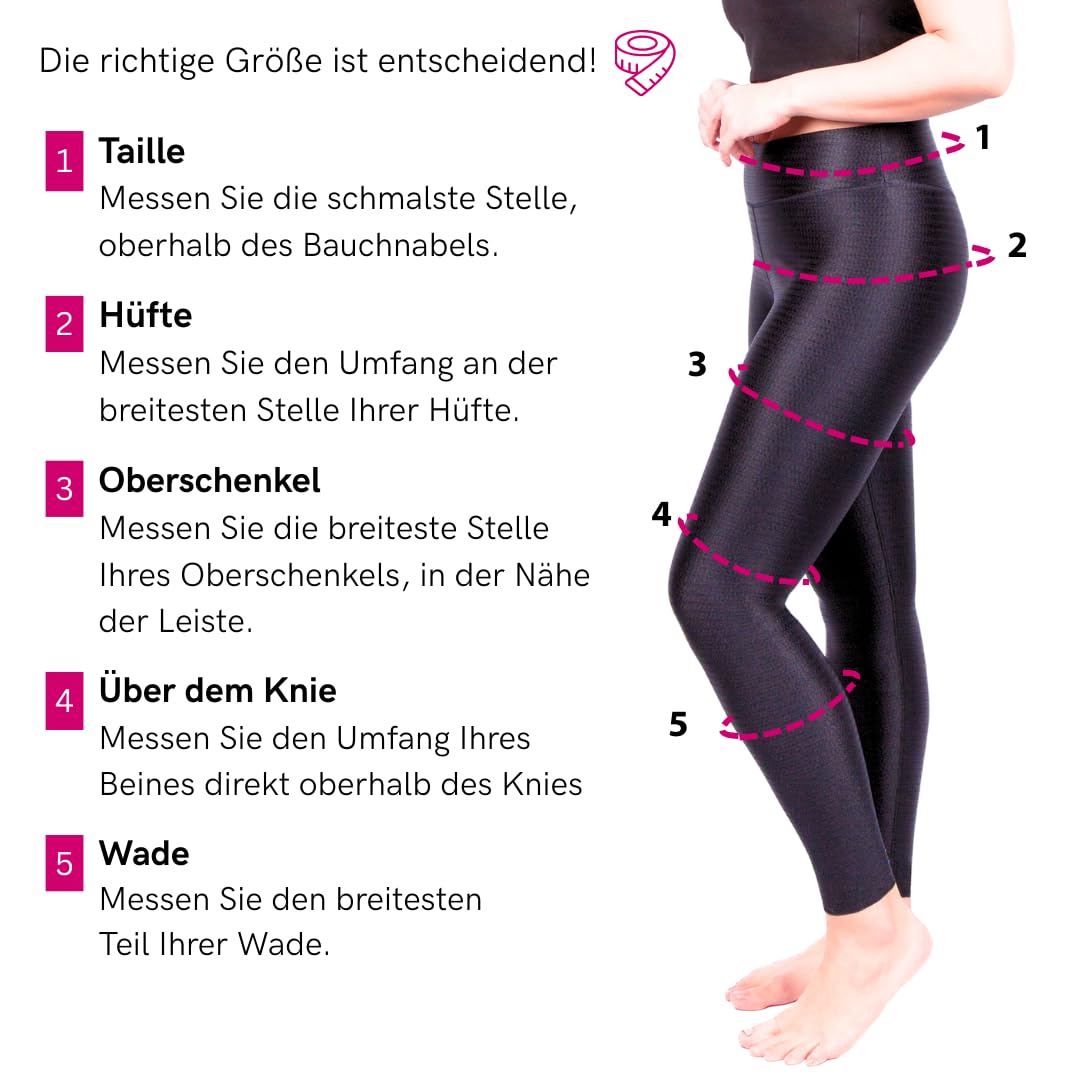LIPOELASTIC Flow Kompressionsleggings Damen | 3D-Massage-Struktur, ideal bei Lipödem, Sport & Alltag - hoch tailliert