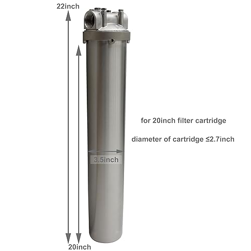 Miniatura 2 de TECHTONGDA Carcasa de filtro para sistema de filtración de agua Acero inoxidable 1 pulgada NPT para 20 pulgadas Cartucho de filtro largo 72psi