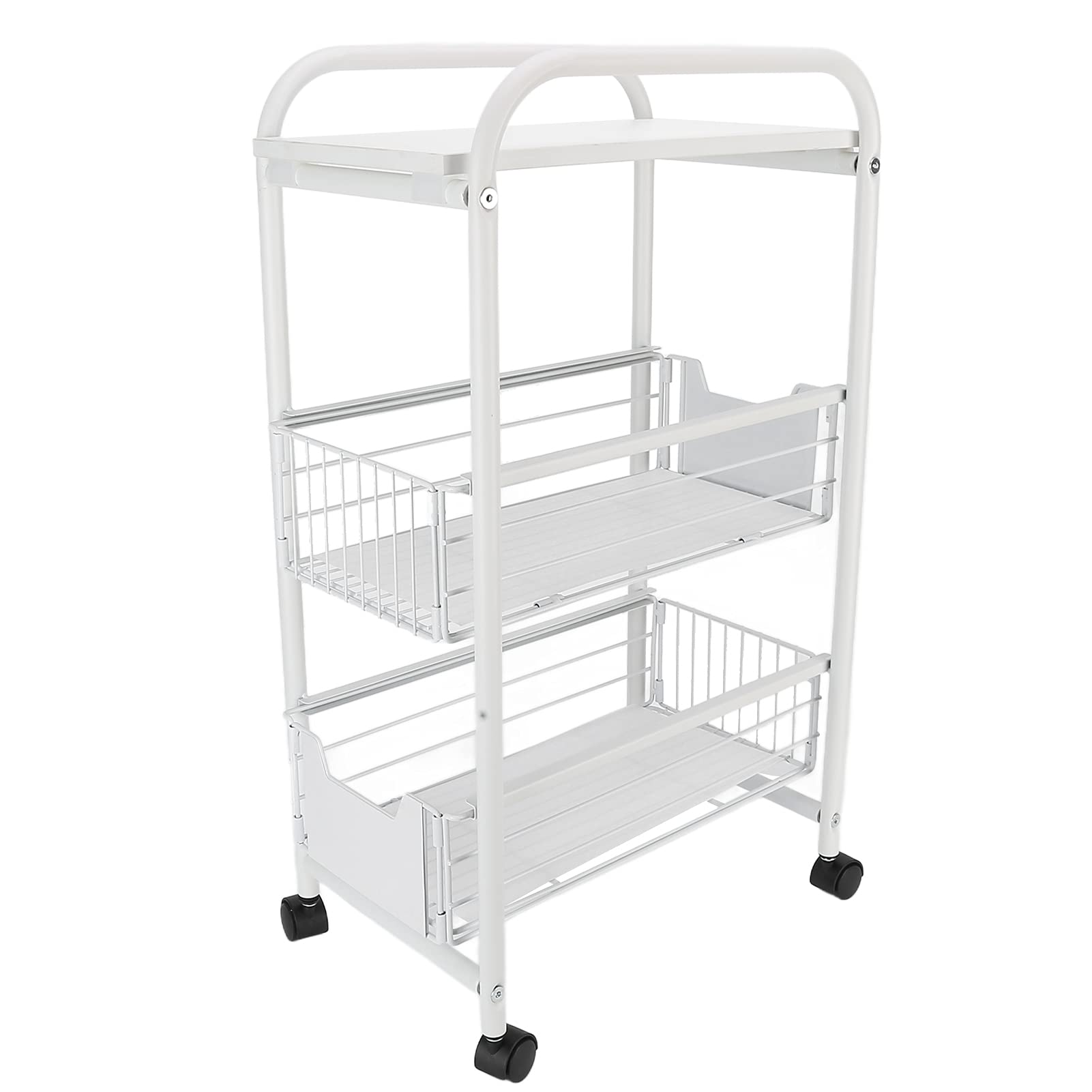 Wózek do Przechowywania Organizer na Kółkach Kompozytowe Drewno i żelazo Wózek Narzędziowy 37,5 X 24 X 65,5 Cm z 4 Kółkami 3-poziomowa Półka do Kuchni Sypialnia Łazienka Pokój Dzienny
