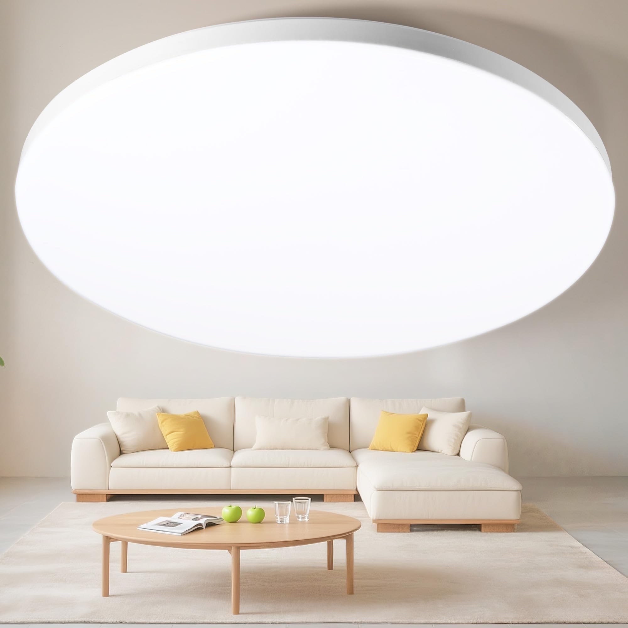 Plafonnier LED 32W Ø30cm IP44, Lumière Plafond Sans Scintillement 6000K, 1400LM Haute Efficacité Énergétique pour Salle de Bain, Cuisine, Salon - Design Ultra-Mince Moderne (Neutre)