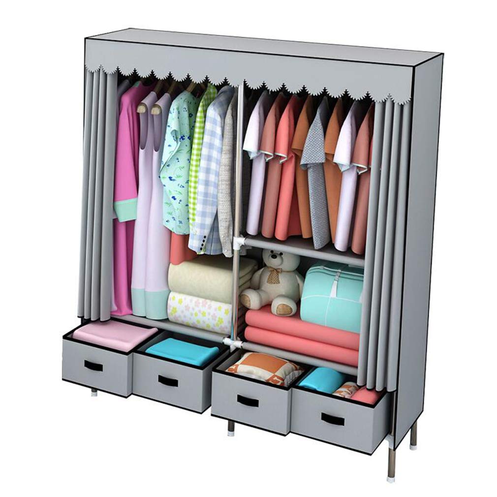 Armario de ropa portátil ideal para vestidores temporales y pisos de alquiler en color gris