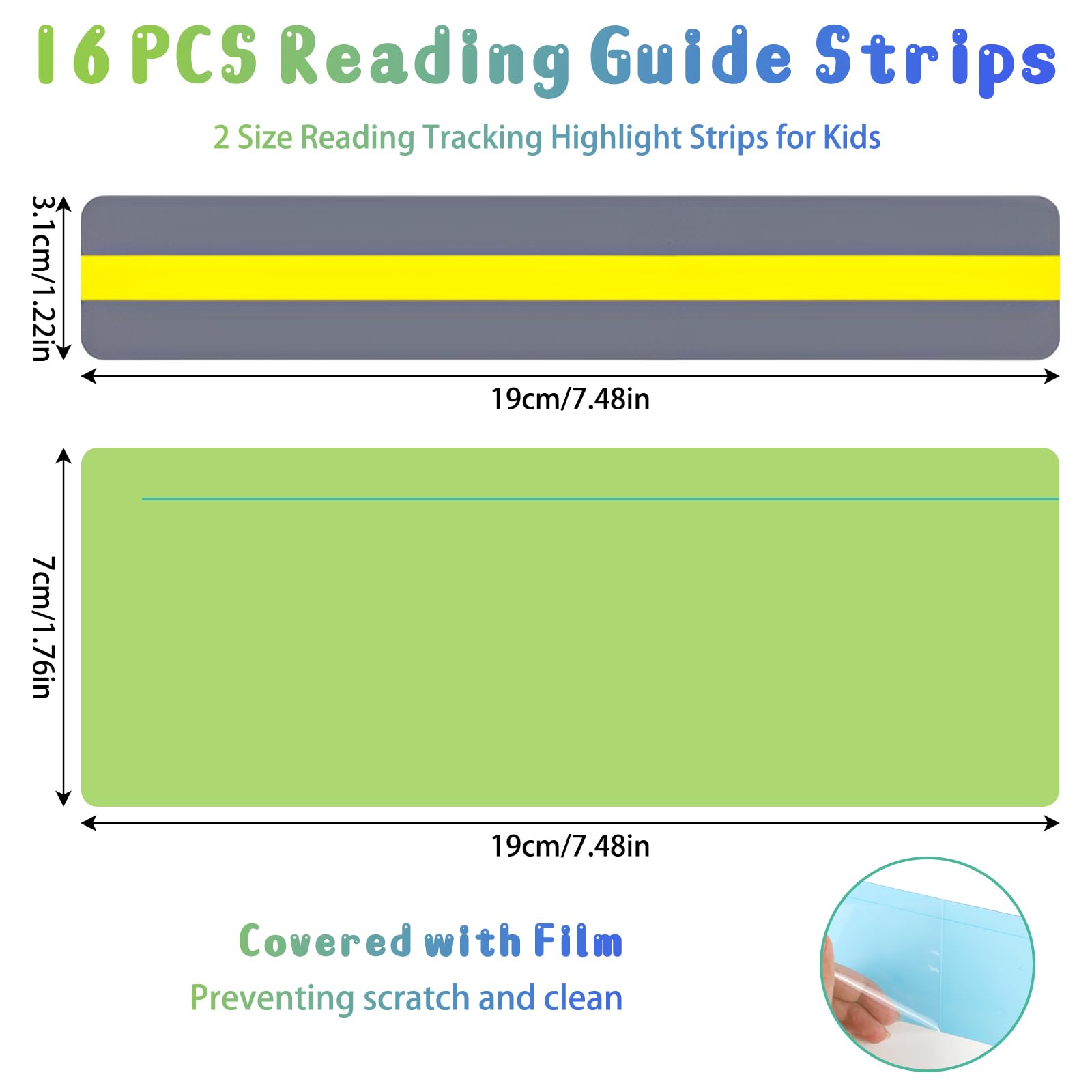 16 Stück Lesestreifen Bunt - Lesehilfen Für Kinder Und Legastheniker