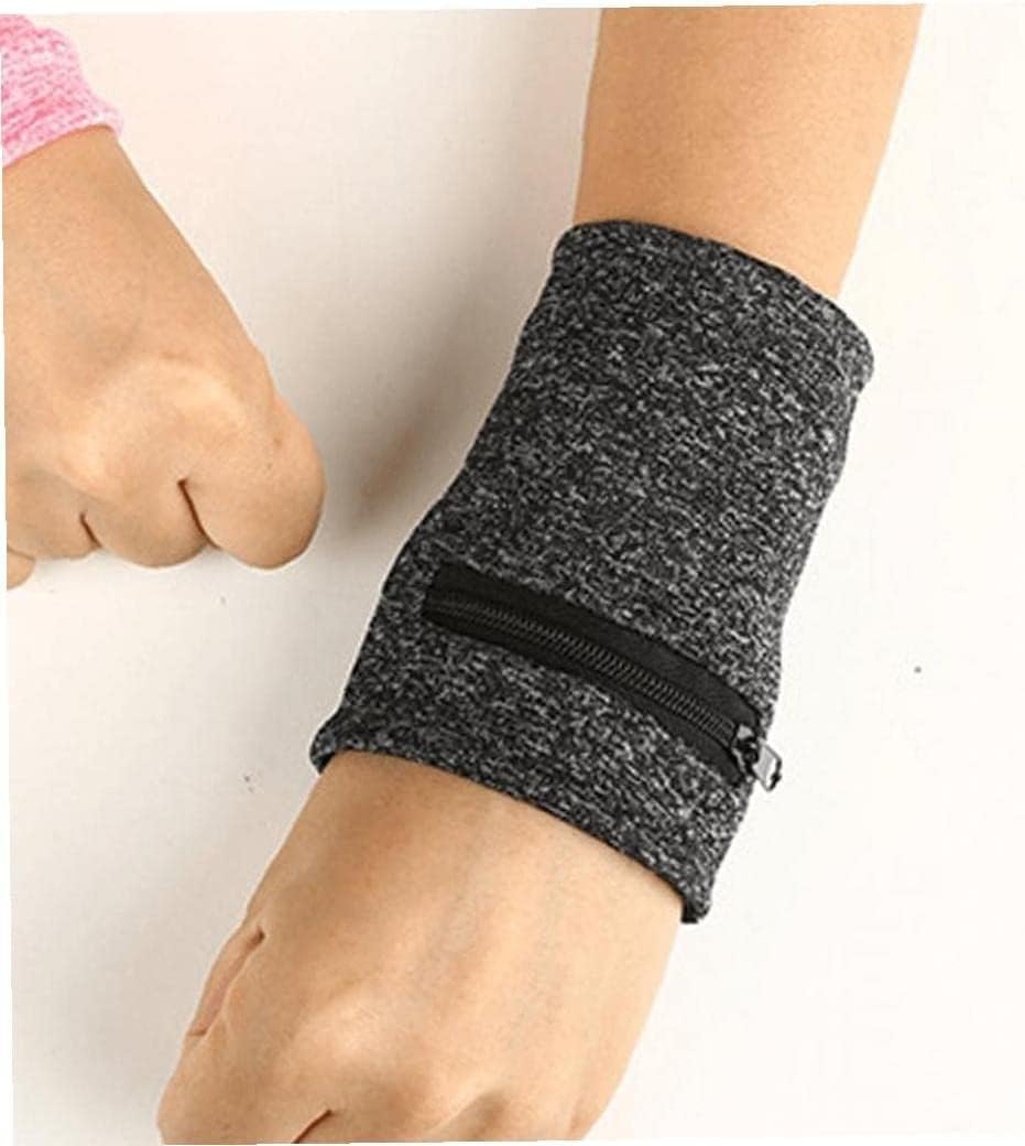 Amazon | リストウォレット リストバンド ポケット ファスナー付き スポーツ スマホ コイン キー 収納 ランニング ウォーキング ハイキング  ジョギング 2個 ピンク (グレー) | SJXXRAMF | リストバンド