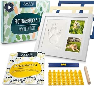 Kit Impronta Zampa Per Animali Domestici - Cornice In Legno Con Gesso, Ricordo Personalizzato Per Cani E Gatti - Foto 8