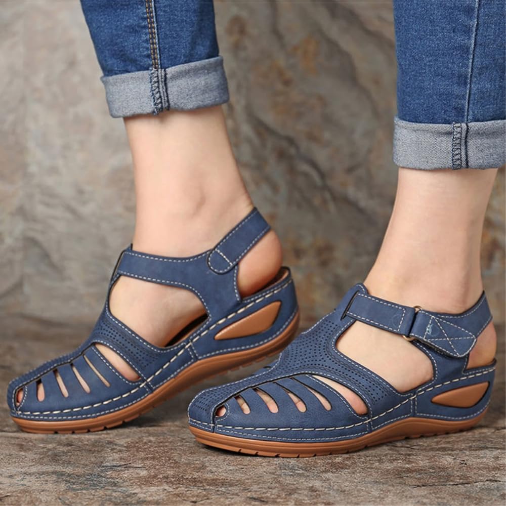 DYRBF - Sandalias romanas bohemias para mujer, de tacón bajo, sandalias de gladiador de piel sintética con tiras y cierre para vacaciones de verano, Purple, 41 EU