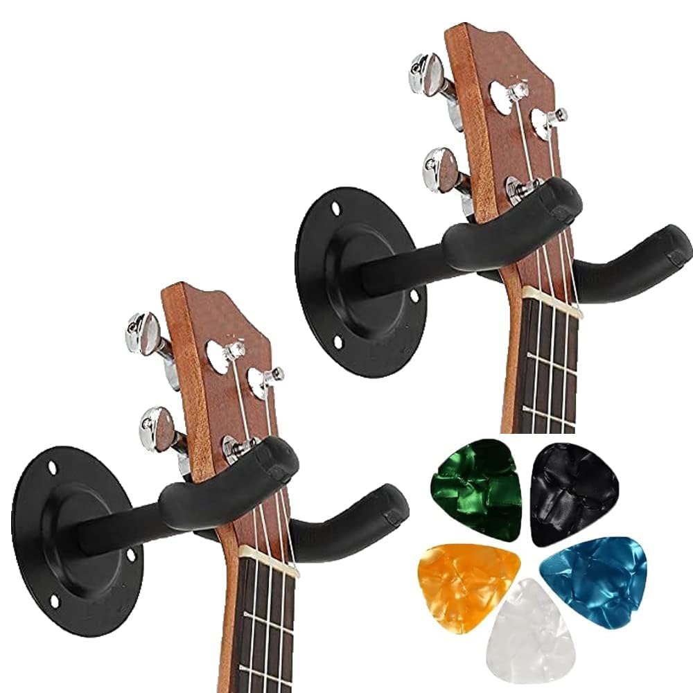 Pleasure Guitar Wall Mount Hanger Stand (Pack of 2) | Auto Lock Guitar Holder for Acoustic, Electric, Bass & Classical Guitars | Protective Foam Padding | Includes 5 Celluloid Guitar Picks-image-19