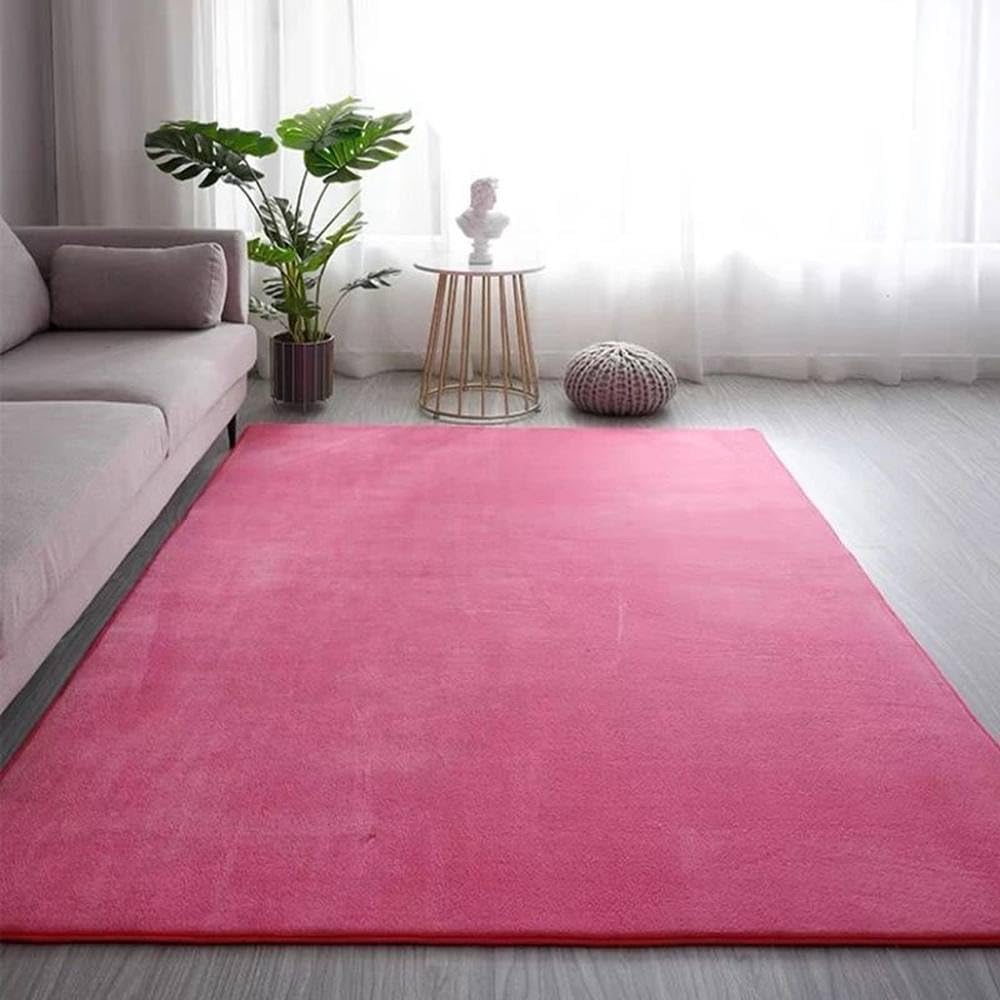 Tapis épais en peluche rose rouge 80x160 cm pour sol de salon et chambre