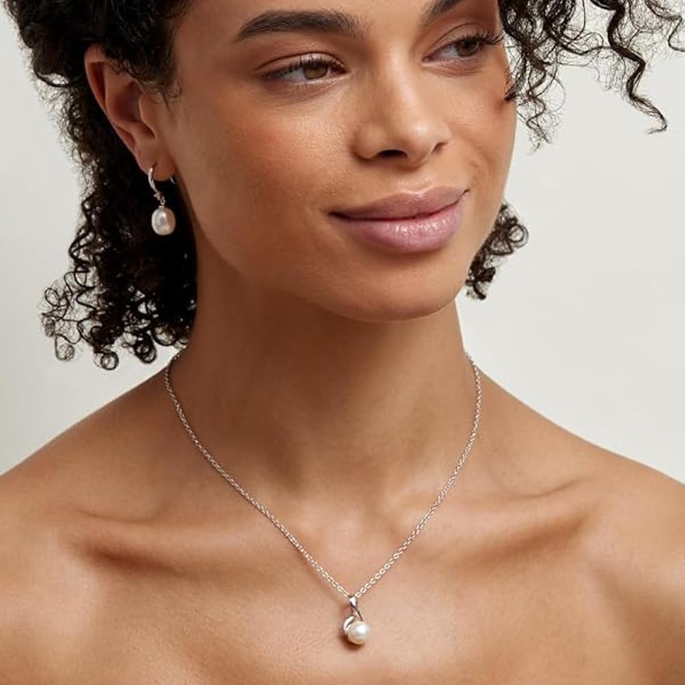 The Pearl Source 9.0-9.5mm Freshwater Pearl Pendant Necklace for Women - Cultured Pearl Necklace with Infinity Design | 14K Gold Plated 925 Sterling Silver Necklace with 16"-20" Adjustable Chain - Image 5